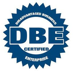 DBE Certified badge with text 'Disadvantaged Business Enterprise'